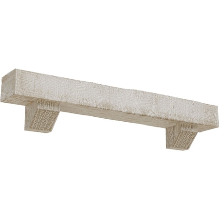 Kit W/ Ashford Corbels, White Washed, 8H  X 10D X 60W Rough Sawn Faux Wood Fireplace ManteL